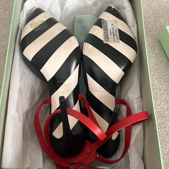 OFF-WHITE VIRGIL ABLOH ZIP TIE BLACK LEATHER PUMPS SIZE IT 40 / US 10 in box new - Picture 9 of 9
